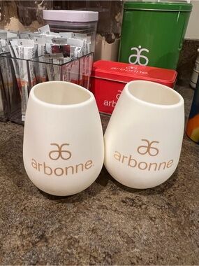 Arbonne Cream Silicone Wine Tumbler - Set of 2